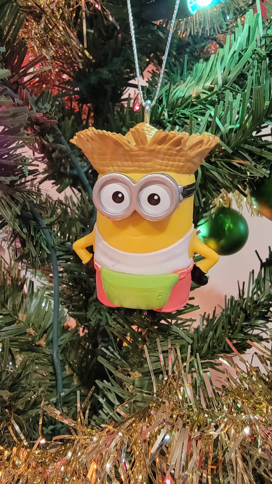 Custom Minions Dave With Straw Hat Christmas Ornament - Etsy