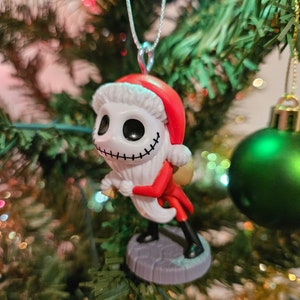 Custom Jack Skellington With Santa Hat Christmas ornament