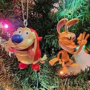 Custom Ren and Stimpy ornament set.