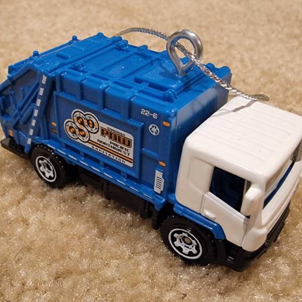 Custom Hotwheels Garbage Recycling Truck Christmas ornament