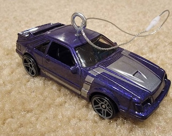 Custom Hotwheels 1984 Ford Mustang SVO Fox Body Christmas ornament