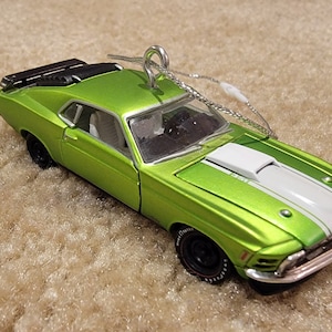 Custom Hotwheels 1970 Ford Mustang Mach 1 Christmas ornament