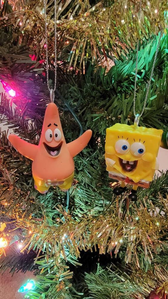 Custom Spongebob Squarepants and Patrick Christmas Ornament Set