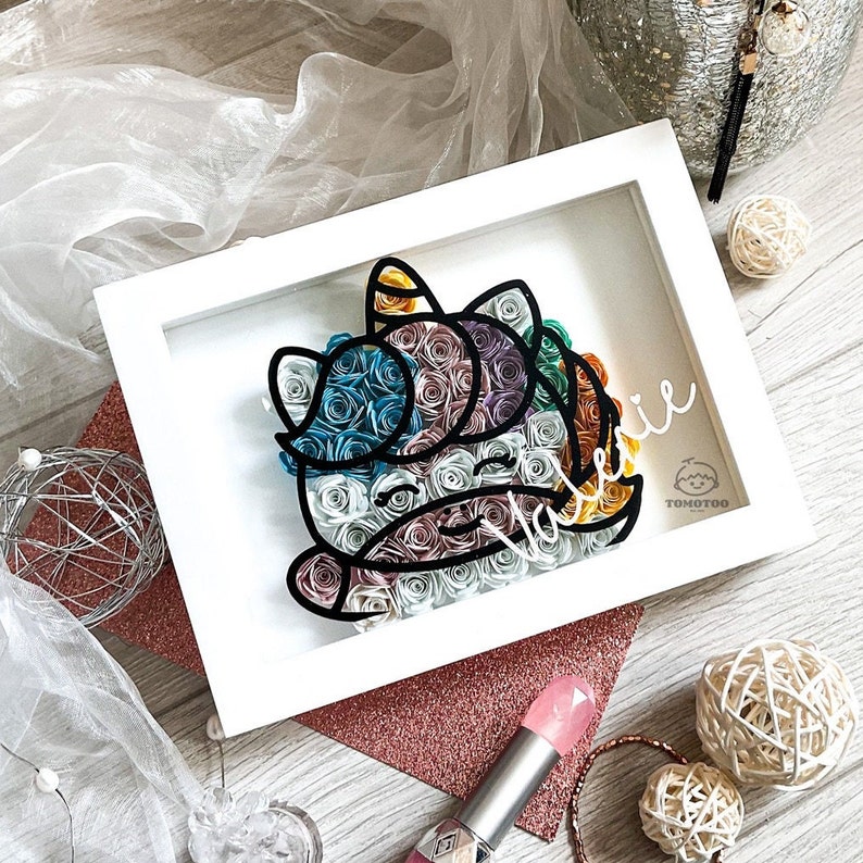 Unicorn Flower Box Frame Paper Rose Shadow Box Etsy