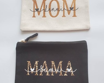 Personalisierte Tasche mit Wunschtext mit Glitzer oder Leo Print