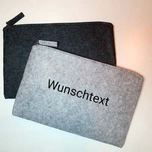 personalized felt bag with desired text in 2 different colors