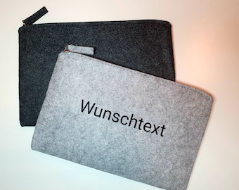 personalisierte Filztasche mit Wunschtext in 2 verschiedenen Farben