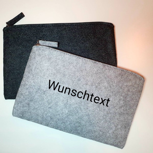 personalisierte Filztasche mit Wunschtext in 2 verschiedenen Farben