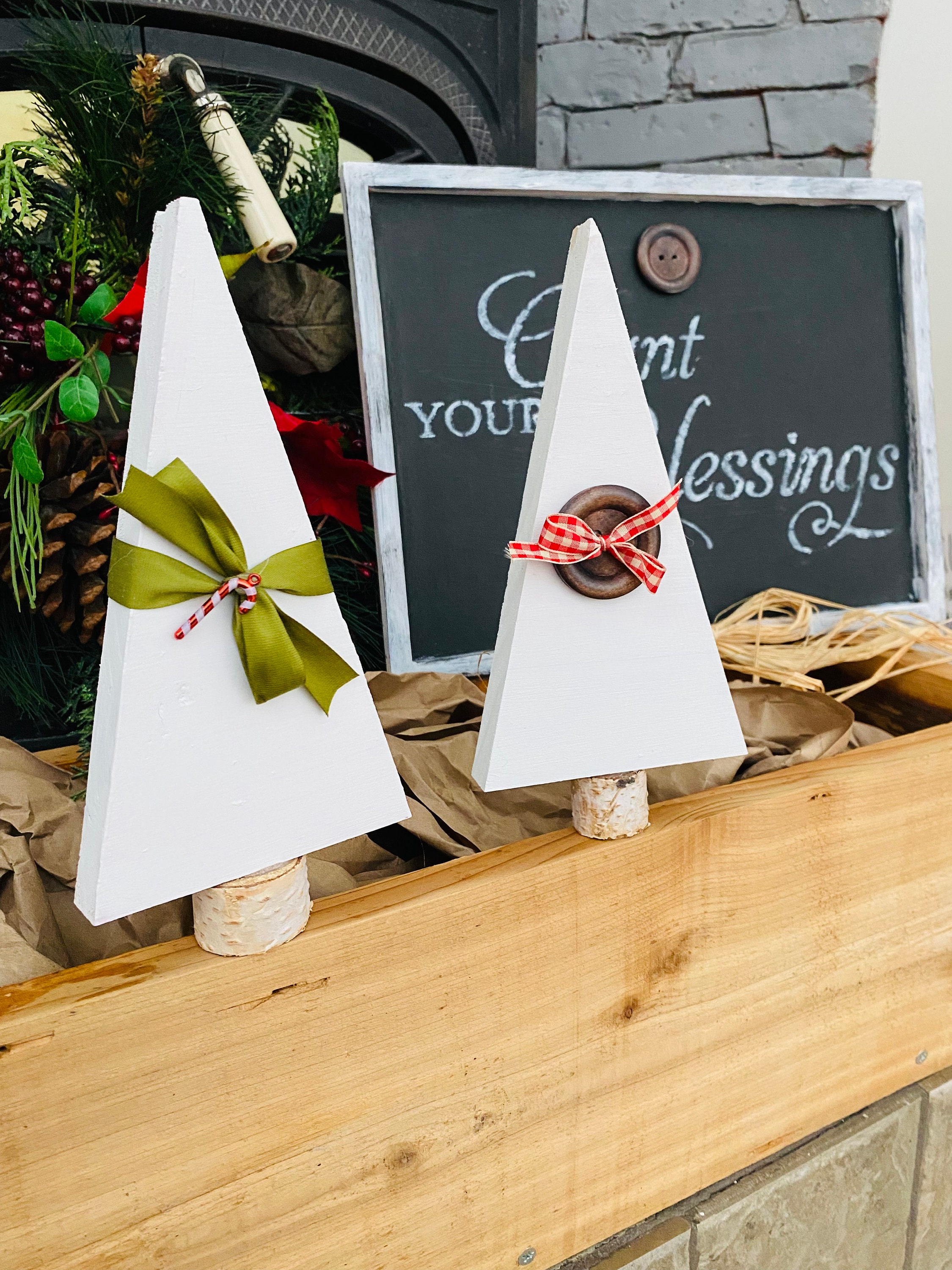 Standing Wood Trees.triangle Trees. Mantle Decor. Housewarming Gift ...