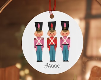 Personalized Metal Ornaments - Holiday Decorations, Custom Gifts, Retro Toy Soldiers, Unique Keepsakes, Personalized Tree Decor, Midcentury