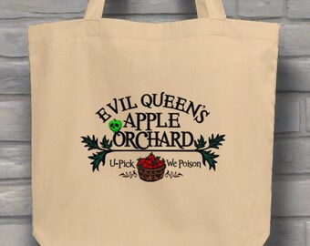 Evil Queen Apple Orchard Halloween Cotton Tote Bag