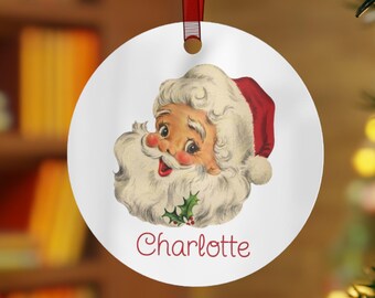 Personalized Santa Metal Ornaments - Vintage Christmas Decoration, Custom Holiday Gift, Tree Ornaments, Family Keepsake, Festive Home Decor