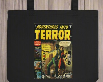 Halloween Tote Bag Adventures Into Terror Horror Retro Vintage Comic Book Cover Gothic Horror Largo Eco Cotton Reusable Gift For Friend