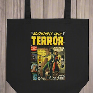 Torba na Halloween Przygody w Terrorze Horror Retro Vintage Okładka komiksu Gotycki Horror Largo Eco Cotton Wielokrotnego użytku Prezent dla przyjaciela
