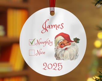 Personalized Metal Christmas Ornament, Holiday Decor, Santa's Naughty or Nice List, Custom Name Ornament, Keepsake Gift, Naughty Ornament