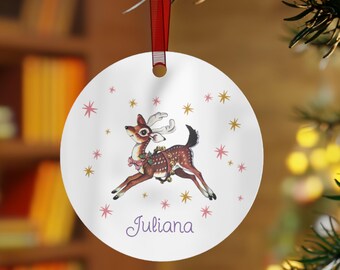 Personalized Metallic Ornaments, Custom Reindeer Keepsake, Holiday Decor, Unique Gifts for Christmas, Kids Room Decor, Custom Christmas Gift