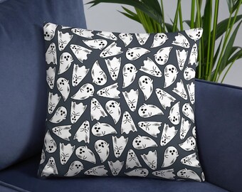 Adorable Ghosts Halloween Pillow Square Gothic Home Decor Unique Spooky Cute Gothic Throw Bedding Gift For Her Him Decoration Kawaii Fall