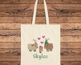 Personalized Custom Sound Of Music Tote Bag Cotton Canvas Goat Family Hearts Eco-Friendly Shopping Unique Cute Gift For Friend Movie Musical