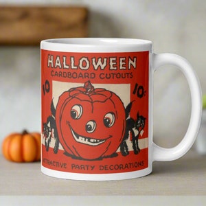 Tasse d'Halloween Chats noirs Jack O Lantern Découpes en carton Décorations Rétro vintage Tasse à café en céramique Gothique fantasmagorique Unique Cadeau mignon pour