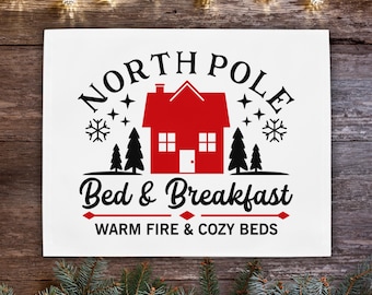 North Pole Bed & Breakfast Placemats Set of 4  | Cozy Christmas Table Decor | Holiday Dining | Festive Winter Home Gift | Santa Decor