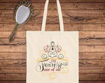 The Fairest One Of All Snow White Evil Queen Inspired Tote Bag Shopping Book Travel Gift For Her Cotton Canvas Princess Magic Mirror Theme