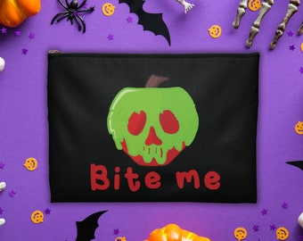 Evil Queen Bite Me Poison Apple Halloween Accessory Pouch, Snow White Villain Makeup Bag, Cosmetic Case, Travel Organizer, Gift For Her