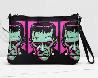 Crossbody Purse Halloween Frankenstein Monster Vintage Gothic Horror Retro Print Small Shoulder Bag Unique Spooky Cute Gift For Her Him