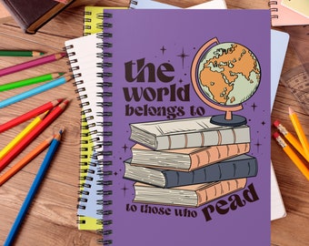 The World Belongs To Those Who Read Spiral Journal Notebook  Reading Journal  Book Notebook  Gift For Friend  Travel Journal