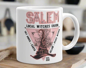 Halloween Witch Mug Salem Local Witches Union Witchy Ceramic Coffee Cup Unique Spooky Cute Witchy Gift For Her Friend Home Kitchen Decor