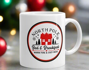 North Pole Bed & Breakfast Christmas Mug, Cozy Winter Holiday