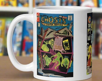 Vintage Horror Comic Book Covers Mug The Many Ghosts Of Dr. Graves Glossy Coffee Cup Unique Cozy Gothic Gift For Friend Him Her Collector
