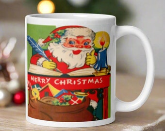 Vintage Santa Ceramic Coffee Mug - Mid-Century Christmas Kitsch