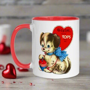 Midcentury Valentine's Day Mug: Puppy With Spinning Top