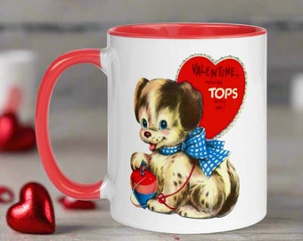 Midcentury Valentine's Day Mug: Puppy With Spinning Top