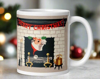 Retro Santa Christmas Mug, Mid-Century Kitsch Holiday Drinkware