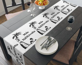 Mele Kalikimaka Christmas Table Runner, Holiday Table Decor, Xmas Dinner Decoration, Festive Dining Accent, Hawaiian Holiday, Palm Tree