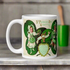 レトロな聖パトリックデーマグカップ Erin Go Bragh セラミックコーヒーカップ ヴィンテージ アイルランドのお祝い ユニークで心地よくかわいい春のギフト 彼女と彼へのシャムロック