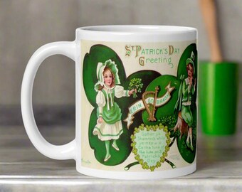 Retro St. Patrick's Day Mug Erin Go Bragh Ceramic Coffee Cup Vintage Irish Celebration Unique Cozy Cute Spring Gift For Her Him Shamrock