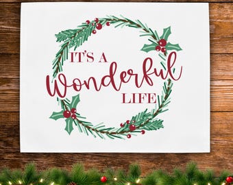 It's A Wonderful Life Placemat Set Of 4 | Christmas Wreath Table Decor | Holiday Dining | Movie Lover Gift | Festive Winter Home