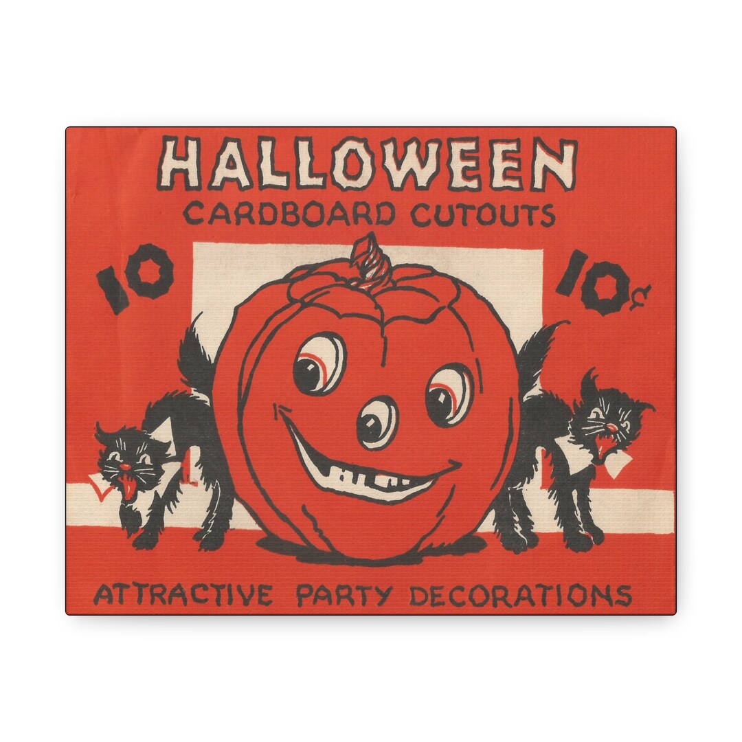 Halloween Cardboard Cutouts Black Cats Canvas Gallery Wrap Etsy