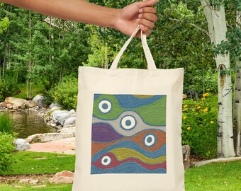 Cotton Canvas Tote Bag, Caden Caraco Boba Protection, Modern Art, Spiritual Evil Eyes, Original Eco-Friendly Reusable Shoulder Bag, Shopping