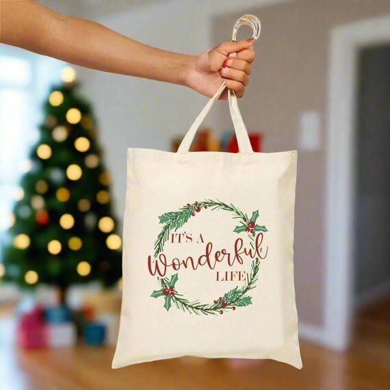 It's A Wonderful Life Christmas Travel Tote Bag Holly Wreath