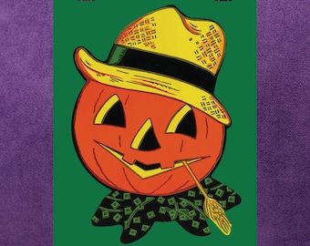 Halloween Pumpkin Decor, Matte Vertical Posters, Fall Art Print, Autumn Wall Decor, Spooky Home Decoration, Harvest Festival, Retro Pumpkin