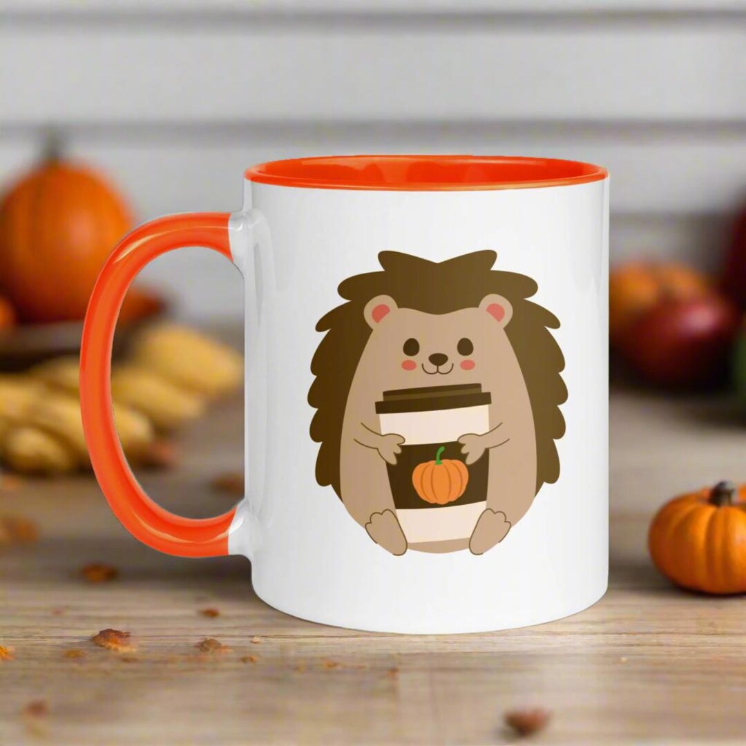 Hedgehog Pumpkin Spice Latte Mug | Fall Coffee Cup - Etsy UK