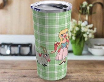 Sound Of Music Travel Tumbler Mug Lonely Goatherd Girl In Pale Pink Coat Goat Family 20oz Stainless Steel Vacuum Insulated Unique Cute Gift
