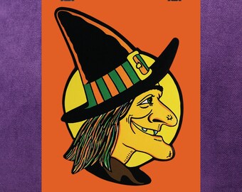 Vintage Witch Poster, Halloween Wall Art, Magical Home Decor, Spooky Witch Print, Witchy Decorations, Retro Halloween Art, Vintage Witch