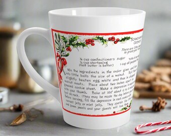 Vintage Recipe Christmas Mug: Cozy Scandinavian Cookies Retro Latte Cup | Winter Holiday Baking Gift | Unique Cozy Winter Christmas Mug