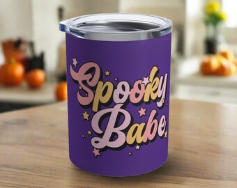 Halloween Tumbler Spooky Babe Travel Mug Purple Stainless Steel Vacuum Insulated Tumbler 10oz Unique Spooky Cute Witchy Gift For Friend Her