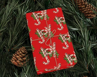 Christmas Candy Cane Wrapping Paper - Glossy or Matte, Retro Holiday Gift Wrap, Festive Gift Packaging, Joyful Present Decor, Vintage Xmas