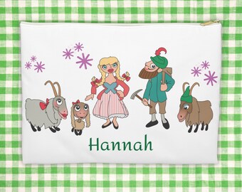 Personalized Sound Of Music Bag, Charming Folk Art Accessory Pouch, Custom Name Pouch, Cute Kid's Bag, Lonely Goatherd Pencil Case, Musical